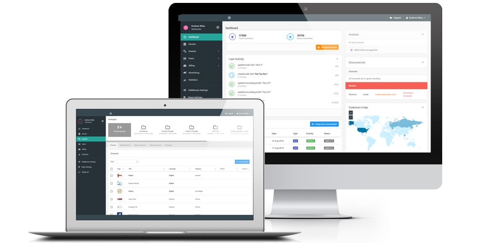 Interface de la plateforme GMDTV